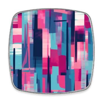 Danse géométrique moderne en rose, bleu et violet - Magnet carré - blanc - Devant