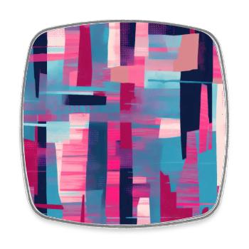 Moderner geometrischer Tanz in Rosa, Blau und Violett - Viereckiger Kühlschrankmagnet - Weiß - Vorne