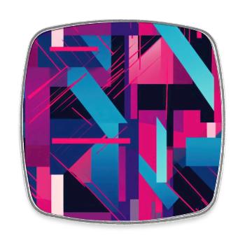 Danse géométrique moderne en rose, bleu et violet - Magnet carré - blanc - Devant