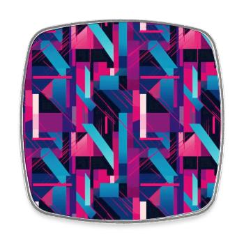 Danse géométrique moderne en rose, bleu et violet - Magnet carré - blanc - Devant