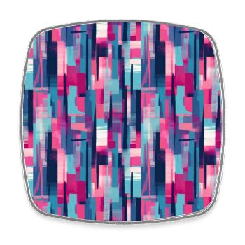 Danse géométrique moderne en rose, bleu et violet - Magnet carré - blanc - Devant
