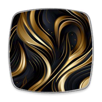 Golden Lattice: Luxurious Linearity in Gold - Square fridge magnet - white - Front