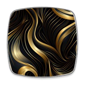 Golden Lattice: Luxurious Linearity in Gold - Square fridge magnet - white - Front