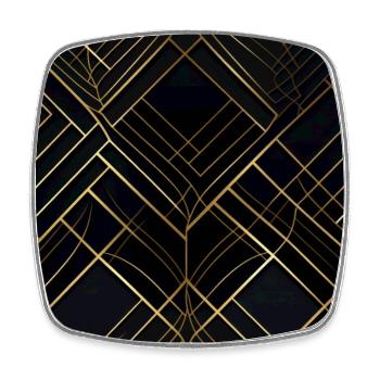 Goldenes Gitter: Luxuriöse Linearität in Gold - Viereckiger Kühlschrankmagnet - Weiß - Vorne