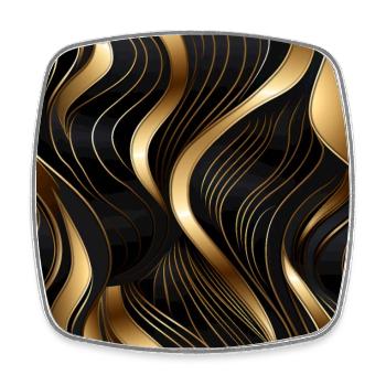 Goldenes Gitter: Luxuriöse Linearität in Gold - Viereckiger Kühlschrankmagnet - Weiß - Vorne