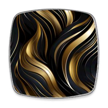 Goldenes Gitter: Luxuriöse Linearität in Gold - Viereckiger Kühlschrankmagnet - Weiß - Vorne