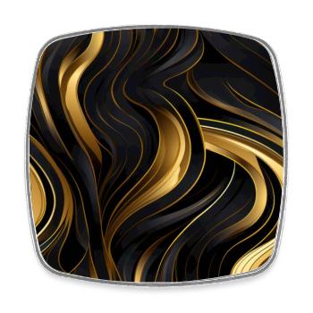 Golden Lattice: Luxurious Linearity in Gold - Square fridge magnet - white - Front