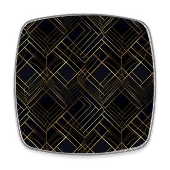 Goldenes Gitter: Luxuriöse Linearität in Gold - Viereckiger Kühlschrankmagnet - Weiß - Vorne