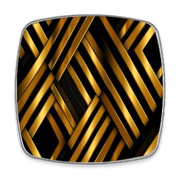 Goldenes Gitter: Luxuriöse Linearität in Gold - Viereckiger Kühlschrankmagnet - Weiß - Vorne