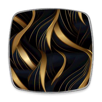 Goldenes Gitter: Luxuriöse Linearität in Gold - Viereckiger Kühlschrankmagnet - Weiß - Vorne