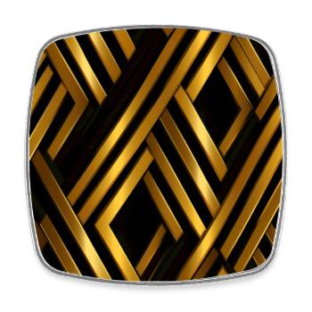 Goldenes Gitter: Luxuriöse Linearität in Gold - Viereckiger Kühlschrankmagnet - Weiß - Vorne