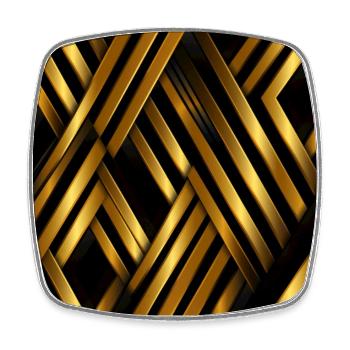Goldenes Gitter: Luxuriöse Linearität in Gold - Viereckiger Kühlschrankmagnet - Weiß - Vorne