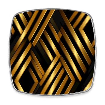 Goldenes Gitter: Luxuriöse Linearität in Gold - Viereckiger Kühlschrankmagnet - Weiß - Vorne