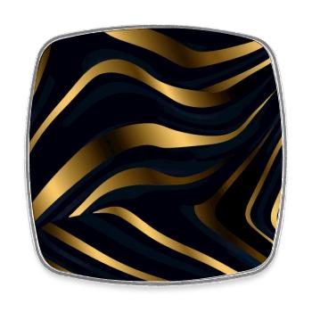 Goldenes Gitter: Luxuriöse Linearität in Gold - Viereckiger Kühlschrankmagnet - Weiß - Vorne