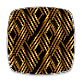 Goldenes Gitter: Luxuriöse Linearität in Gold - Viereckiger Kühlschrankmagnet - Weiß - Vorne