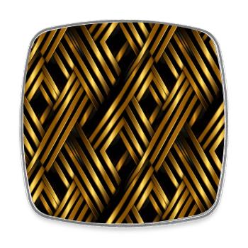 Goldenes Gitter: Luxuriöse Linearität in Gold - Viereckiger Kühlschrankmagnet - Weiß - Vorne