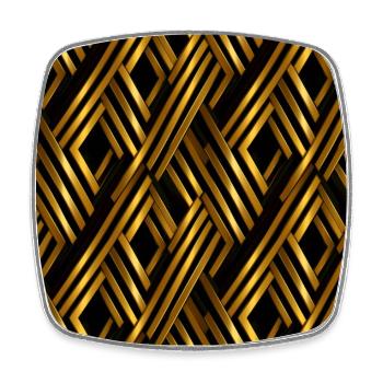 Goldenes Gitter: Luxuriöse Linearität in Gold - Viereckiger Kühlschrankmagnet - Weiß - Vorne