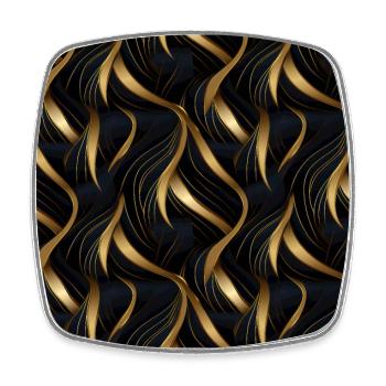 Goldenes Gitter: Luxuriöse Linearität in Gold - Viereckiger Kühlschrankmagnet - Weiß - Vorne