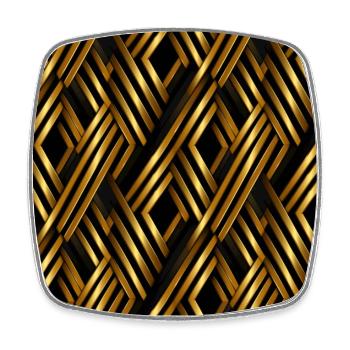 Goldenes Gitter: Luxuriöse Linearität in Gold - Viereckiger Kühlschrankmagnet - Weiß - Vorne