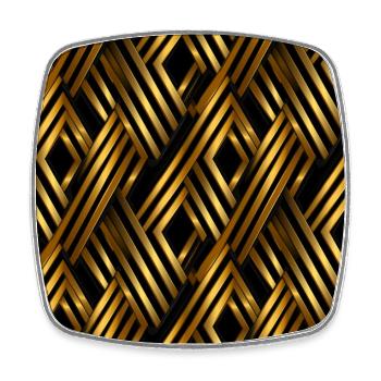 Golden Lattice: Luxurious Linearity in Gold - Square fridge magnet - white - Front