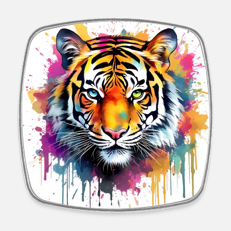Tiger - Square fridge magnet - white