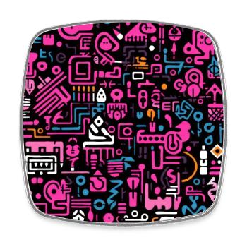 Playful Arena: Whimsical Monster Mates - Square fridge magnet - white - Front
