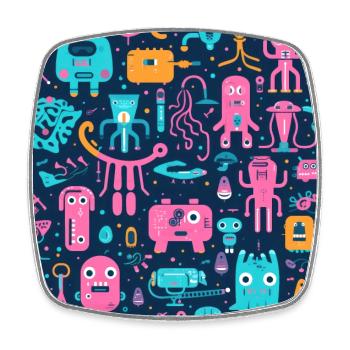 Playful Arena: Whimsical Monster Mates - Square fridge magnet - white - Front