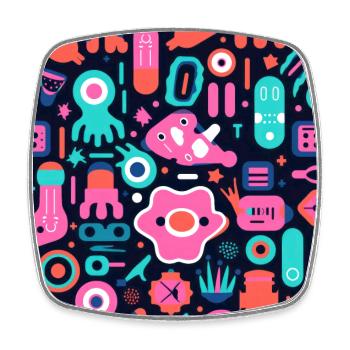 Playful Arena: Whimsical Monster Mates - Square fridge magnet - white - Front