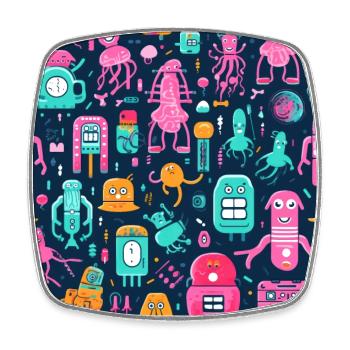 Playful Arena: Whimsical Monster Mates - Square fridge magnet - white - Front