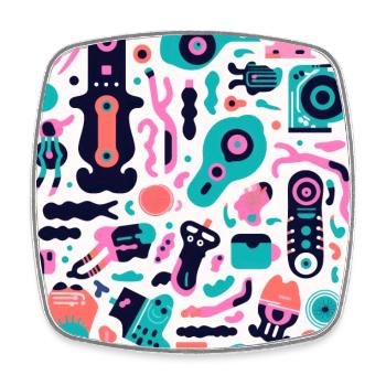 Playful Arena: Whimsical Monster Mates - Square fridge magnet - white - Front