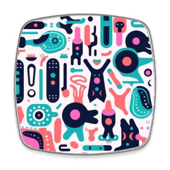 Playful Arena: Whimsical Monster Mates - Square fridge magnet - white - Front