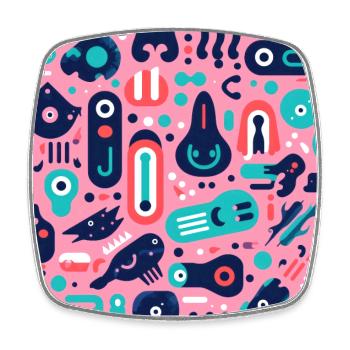 Playful Arena: Whimsical Monster Mates - Square fridge magnet - white - Front