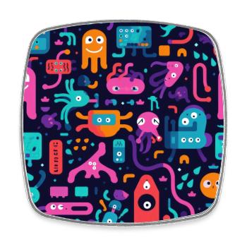 Playful Arena: Whimsical Monster Mates - Square fridge magnet - white - Front
