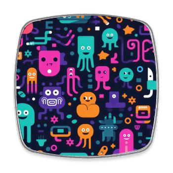 Playful Arena: Whimsical Monster Mates - Square fridge magnet - white - Front