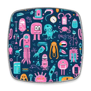 Playful Arena: Whimsical Monster Mates - Square fridge magnet - white - Front