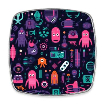 Playful Arena: Whimsical Monster Mates - Square fridge magnet - white - Front