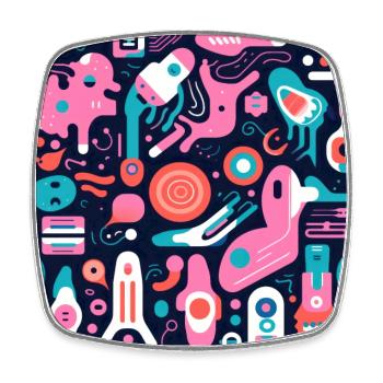 Playful Arena: Whimsical Monster Mates - Square fridge magnet - white - Front