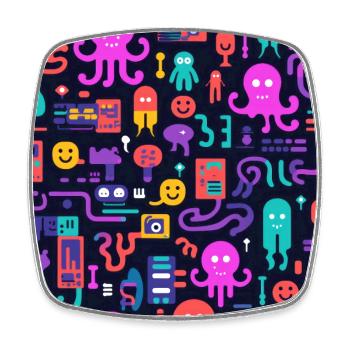 Playful Arena: Whimsical Monster Mates - Square fridge magnet - white - Front