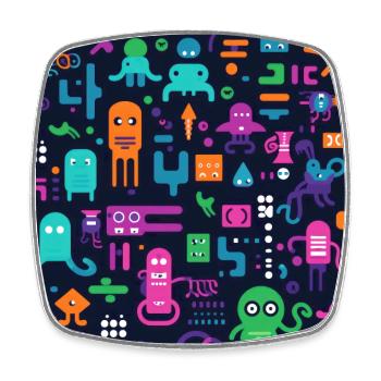 Playful Arena: Whimsical Monster Mates - Square fridge magnet - white - Front