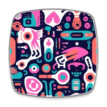 Playful Arena: Whimsical Monster Mates - Square fridge magnet - white - Front