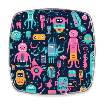Playful Arena: Whimsical Monster Mates - Square fridge magnet - white - Front