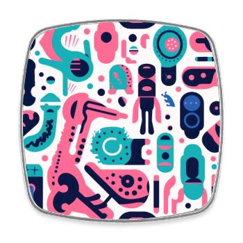 Playful Arena: Whimsical Monster Mates - Square fridge magnet - white - Front
