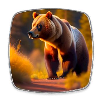 Grizzly Bär - Viereckiger Kühlschrankmagnet - Weiß - Vorne