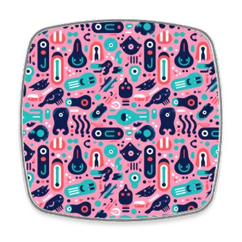 Playful Arena: Whimsical Monster Mates - Square fridge magnet - white - Front