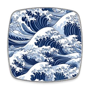 Vergängliche Wappen: Hokusai-Wellen neu interpretiert - Viereckiger Kühlschrankmagnet - Weiß - Vorne