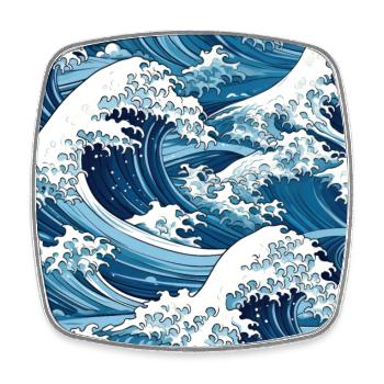 Vergängliche Wappen: Hokusai-Wellen neu interpretiert - Viereckiger Kühlschrankmagnet - Weiß - Vorne