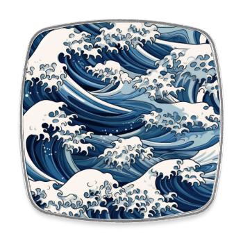 Vergängliche Wappen: Hokusai-Wellen neu interpretiert - Viereckiger Kühlschrankmagnet - Weiß - Vorne