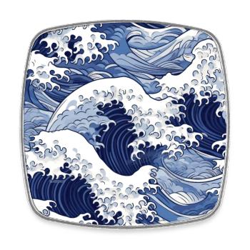 Ephemeral Crests: Hokusai Waves Reimagined - Square fridge magnet - white - Front
