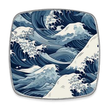 Vergängliche Wappen: Hokusai-Wellen neu interpretiert - Viereckiger Kühlschrankmagnet - Weiß - Vorne