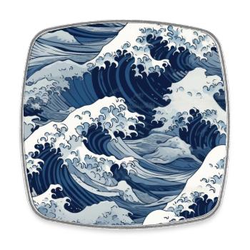 Ephemeral Crests: Hokusai Waves Reimagined - Square fridge magnet - white - Front
